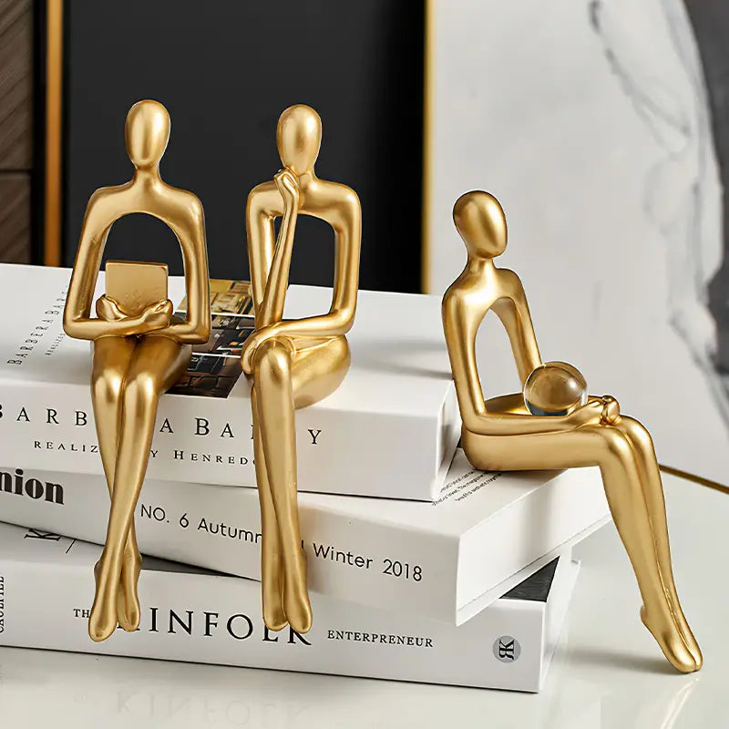 Gold Abstract Resin Sculpture