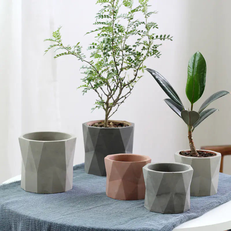 Geometric Cement Plant Pot
