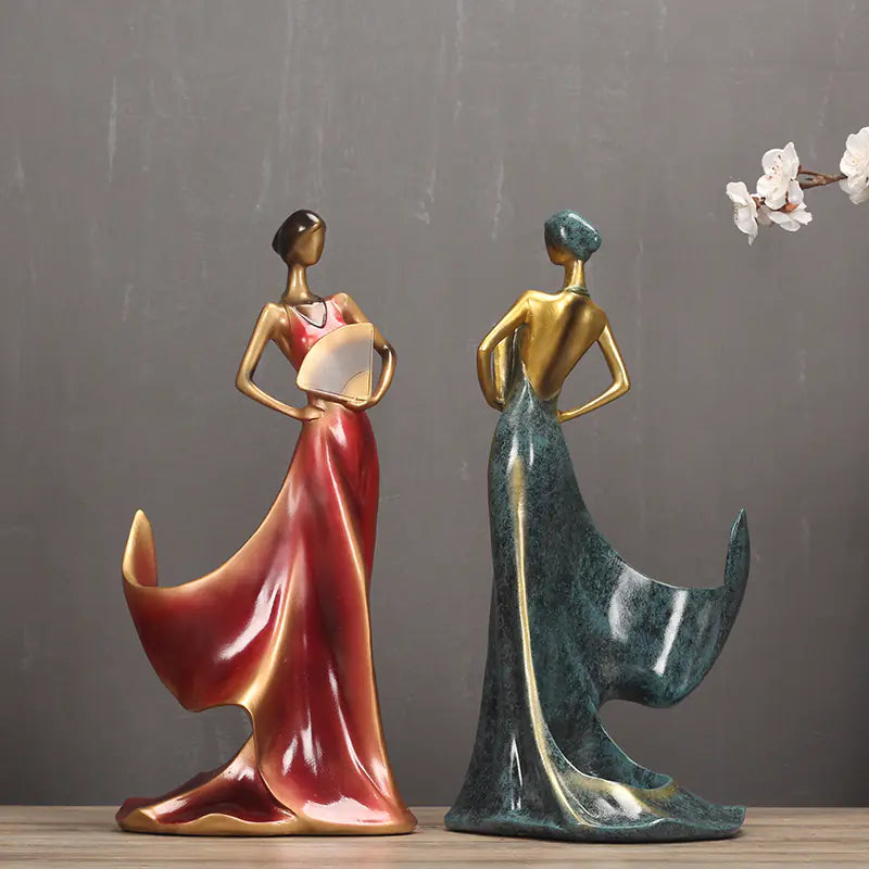 Modern Minimalist Wine Rack with Dancer Figurine Decor