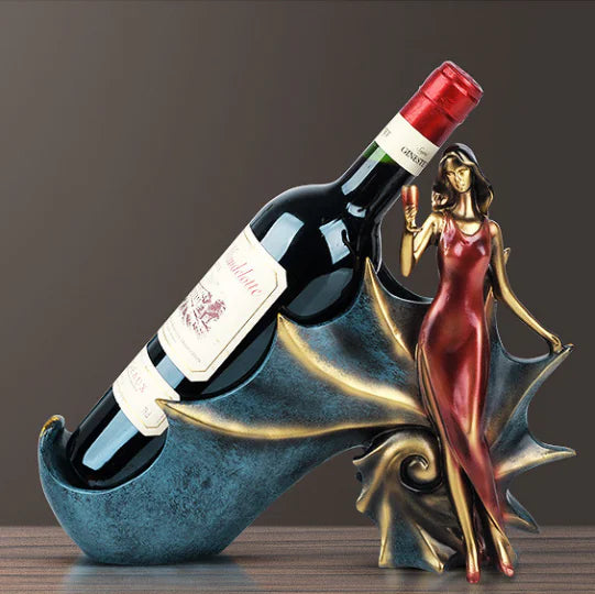Modern Minimalist Wine Rack with Dancer Figurine Decor