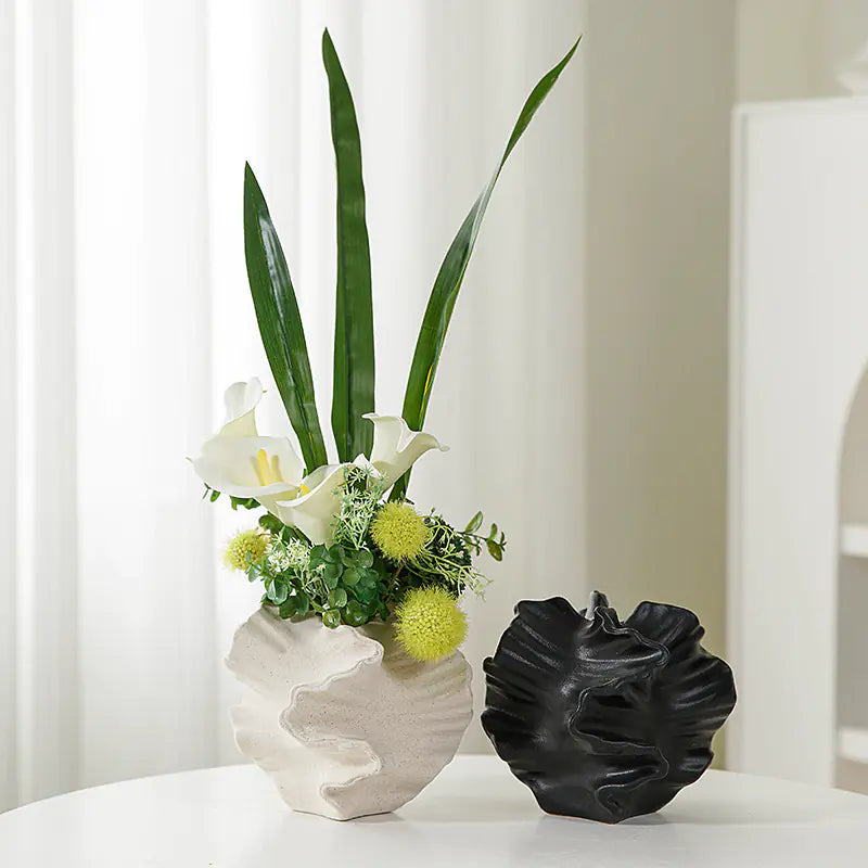 White Ceramic Vase for Dried Flowers