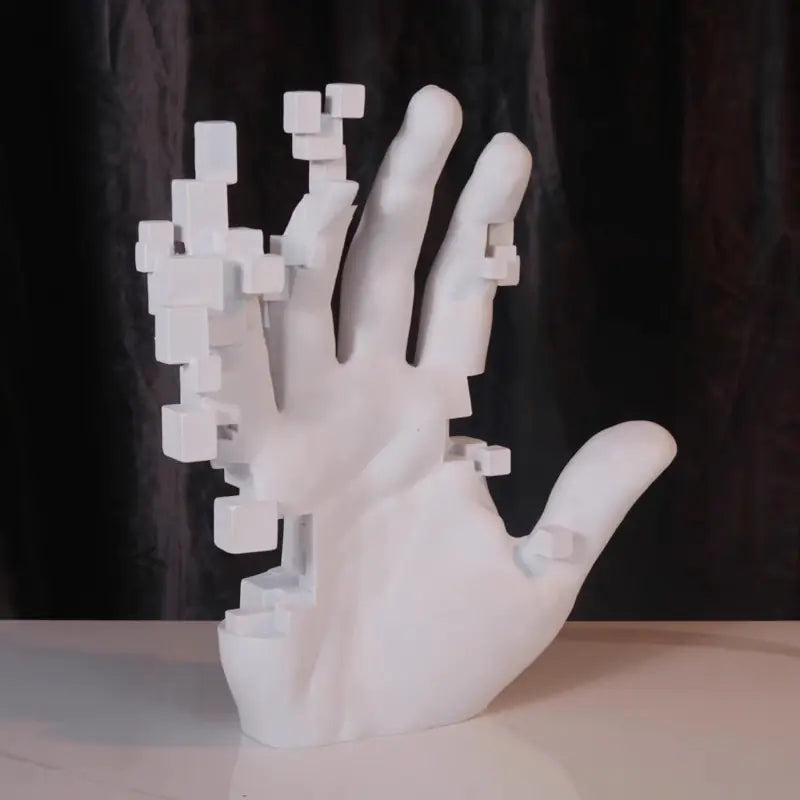 Modern Minimalist White Resin Hand Sculpture