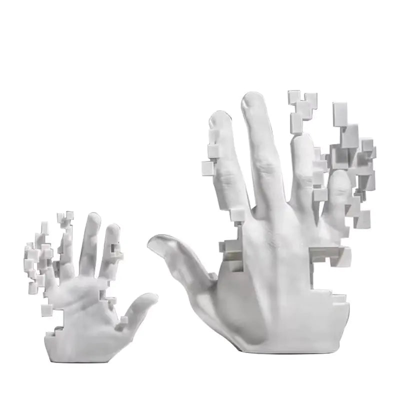 Modern Minimalist White Resin Hand Sculpture