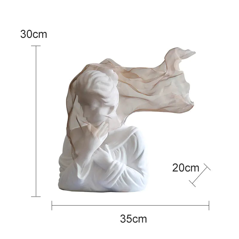 Nordic Chic Veiled Girl Sculpture for Home Decor