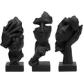 Modern “Silence is Gold” Thinker Sculptures – Set of 3