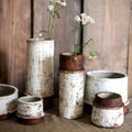 Retro Geometric Ceramic Vase for Decorative Arrangements