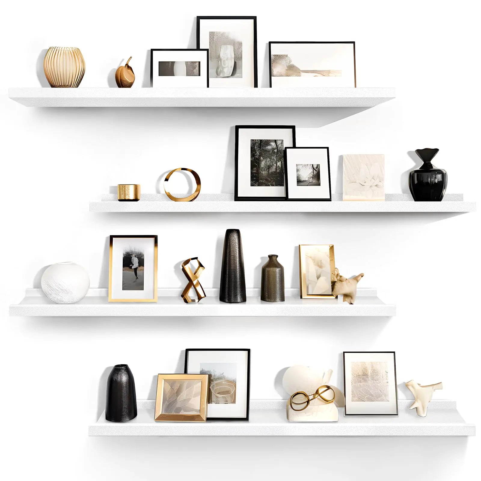 White Picture Ledge Floating Shelves – Set of 4 (36”)