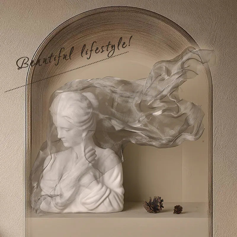Nordic Chic Veiled Girl Sculpture for Home Decor