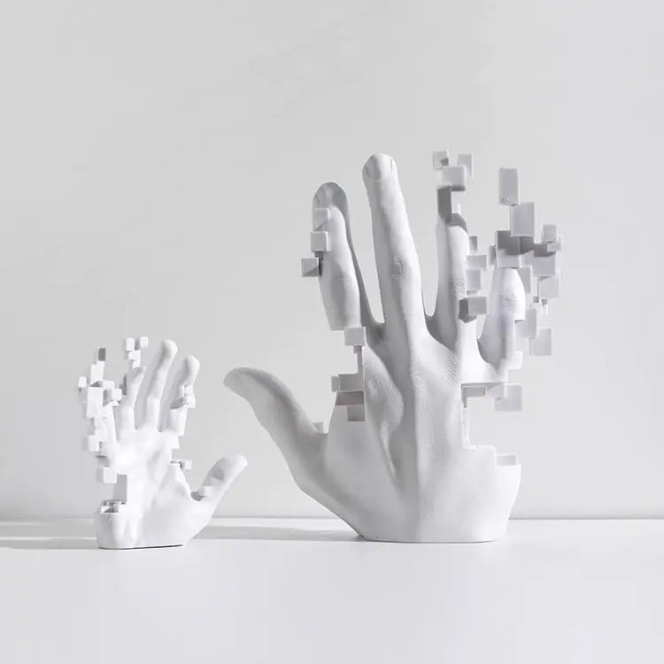Modern Minimalist White Resin Hand Sculpture