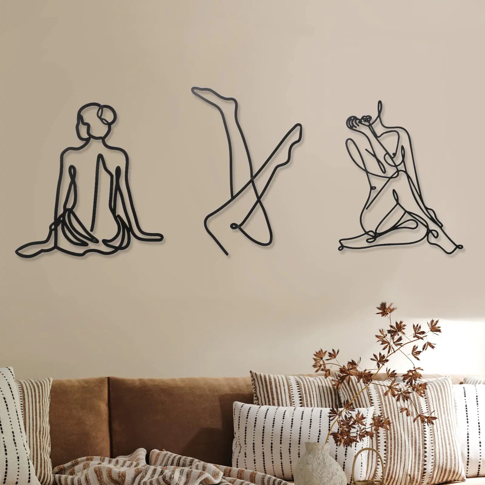 Abstract Woman Metal Wall Art – Set of 3