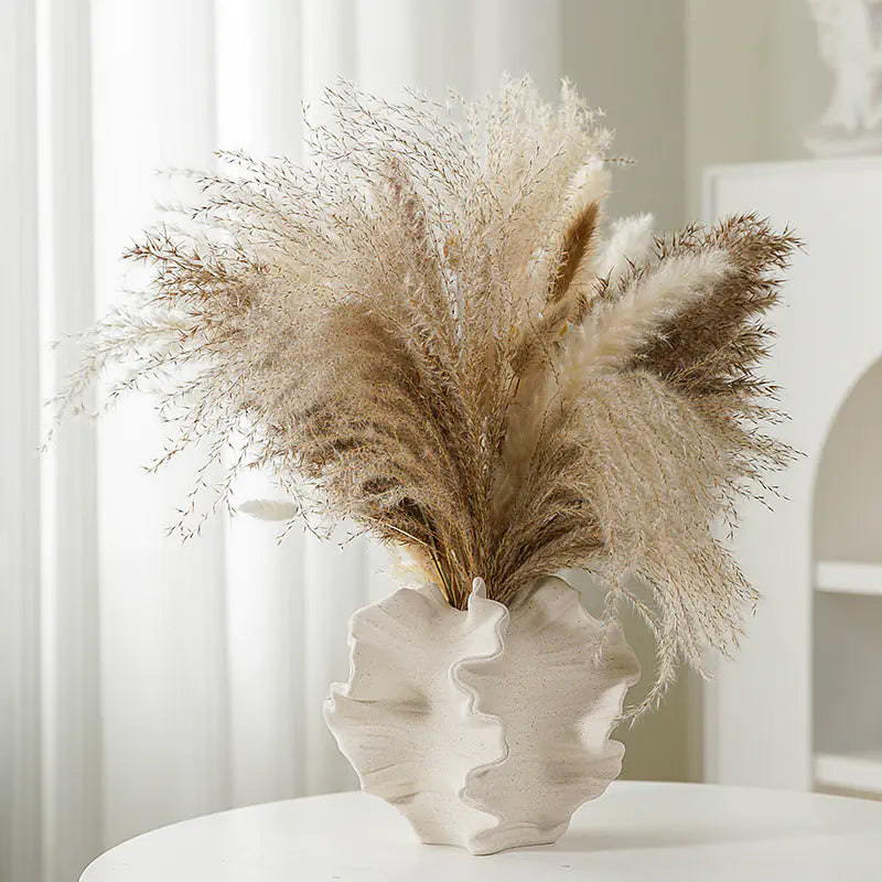 White Ceramic Vase for Dried Flowers