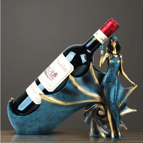 Modern Minimalist Wine Rack with Dancer Figurine Decor