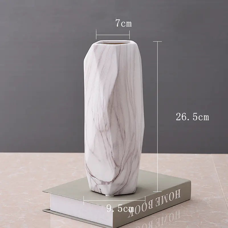 Geometric Stone Pattern Ceramic Flower Vase Decor