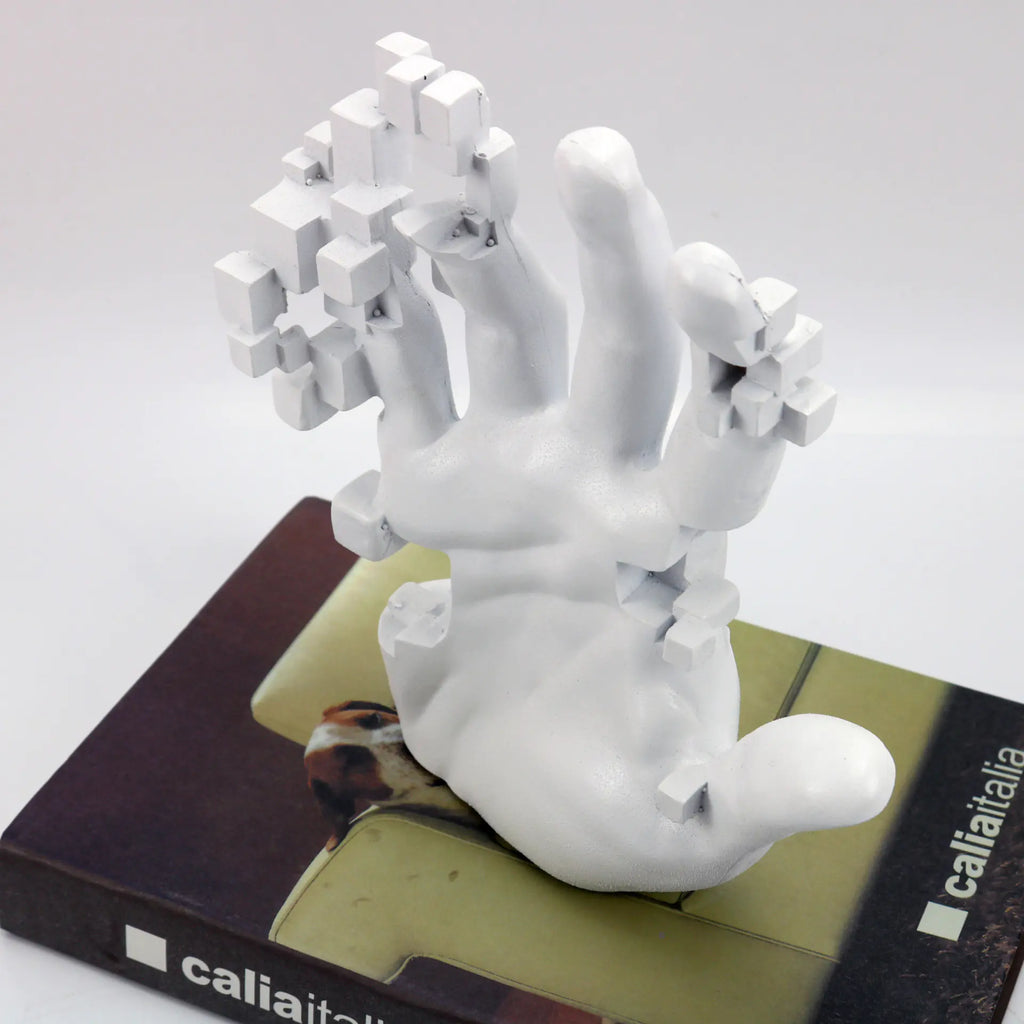Modern Minimalist White Resin Hand Sculpture
