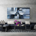 Blue & Black Abstract Framed Canvas – 20×40 Inches