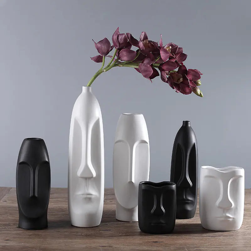 Nordic Ceramic Face Vase for Home Decor and Styling